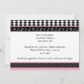 ピンクの黒いピアノテーマの菓子16の誕生日 招待状 (裏面)