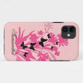 ピンクの黒いフローラ蝶のカスタマイズ可能なケース Case-Mate iPhoneケース (裏面(横))