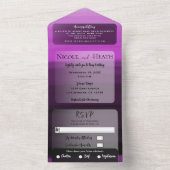 ピンクの黒いミニマル水モダン結婚色 オールインワン招待状 (内側)