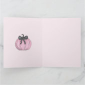 ピンクの黒いリボンのパンプキン カード (内部)