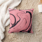 ピンクの黒い大理石の手を描く クッション (ブランケット)