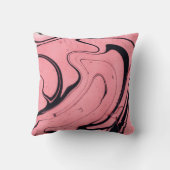 ピンクの黒い大理石の手を描く クッション (裏面)
