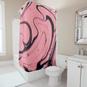 ピンクの黒い大理石の手を描く シャワーカーテン (インサイチュ)