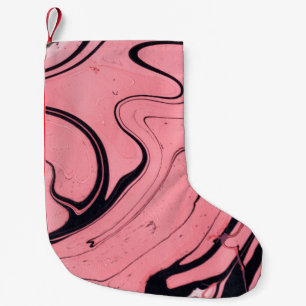 ピンクの黒い大理石の手を描く スモールクリスマスストッキング
