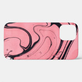 ピンクの黒い大理石の手を描く Case-Mate iPhoneケース (裏面 (横))