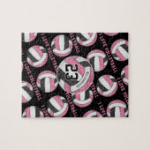 ピンクの黒い女の子はバレーボールが大好きパーソナライズされた ジグソーパズル (横)