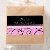 ピンクの黒い渦巻き旋回ウェディングラベル ラベル (インサイチュ)