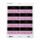 ピンクの黒い渦巻き旋回ウェディングラベル ラベル (フルシート)