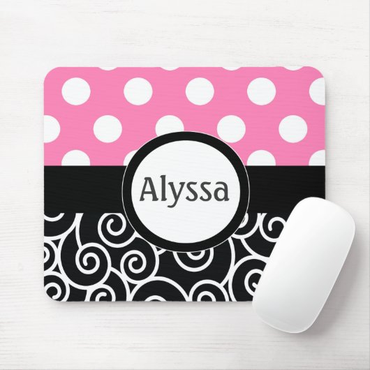 ピンクの黒い渦巻はパーソナライズなマウスパッドに点を打ちます マウスパッド (マウス)