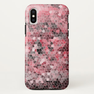 ピンクの黒い灰色の斑入りモザイクタイル iPhone XSケース
