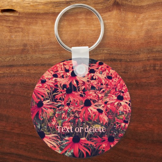 ピンクの黒い目のスーザンの花パーソナライズされた キーホルダー (正面)