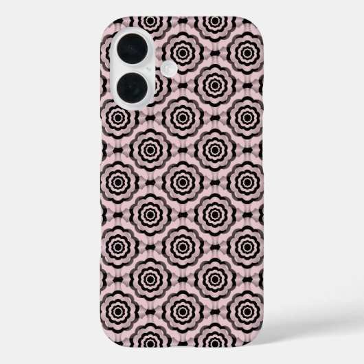 ピンクの黒い花の継ぎ目のないパターン Case-Mate iPhoneケース (裏面)