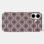 ピンクの黒い花の継ぎ目のないパターン Case-Mate iPhoneケース (裏面 (横))