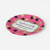 ピンクの黒い金ゴールドの紙吹雪の誕生会のプレート ペーパープレート (アングル)