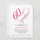 ピンクの黒い銀の第60誕生日の招待状 招待状 (正面)