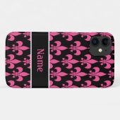 ピンクの黒い(紋章の)フラ・ダ・リのiPhone 4/4Sの箱 Case-Mate iPhoneケース (裏面(横))
