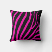 ピンクの黒いrazberryシマウマのストライブ柄の装飾用クッション クッション (裏面)