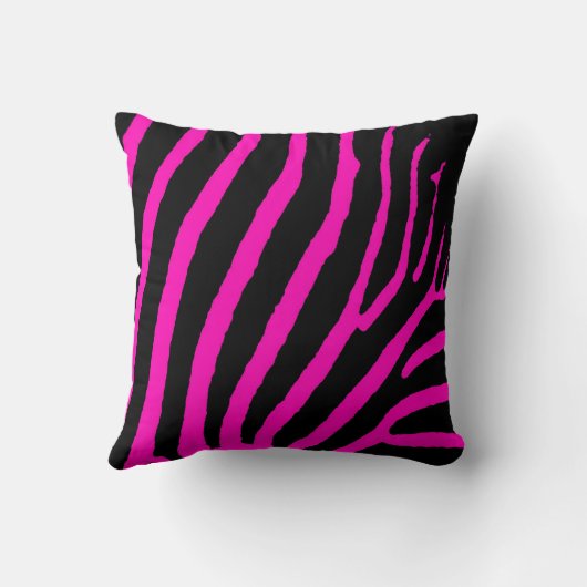 ピンクの黒いrazberryシマウマのストライブ柄の装飾用クッション クッション (裏面)