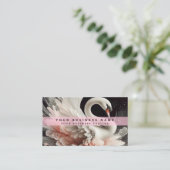 ピンクの黒と白の白鳥の名刺 名刺 (スタンド正面)