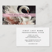 ピンクの黒と白の白鳥の名刺 名刺 (正面/裏面)