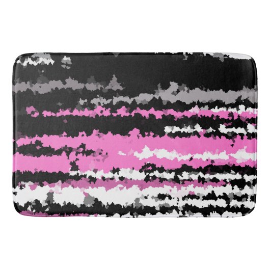 ピンクの黒と白 バスマット (正面)