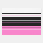 ピンクの黒と白 ラッピングペーパーシート (正面)