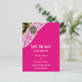 ピンクの黒と金ゴールドの白のレースは日付を保存 案内ポストカード (スタンド正面)