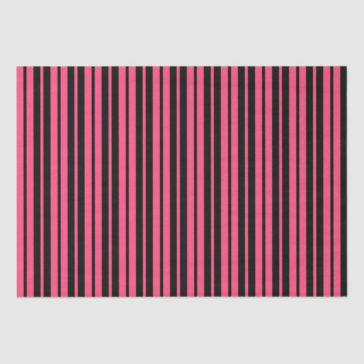 ピンクの黒の垂直ストライプパターンデザイン 薄葉紙 (正面)
