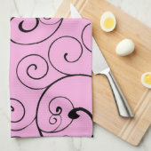 ピンクの黒はタオル台所布渦巻きます キッチンタオル (四つ折り)