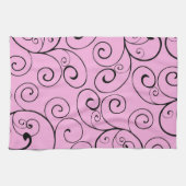 ピンクの黒はタオル台所布渦巻きます キッチンタオル (横)