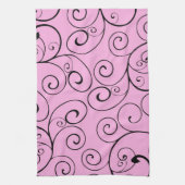 ピンクの黒はタオル台所布渦巻きます キッチンタオル (縦)