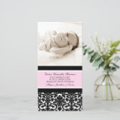 ピンクの黒はベビーシャワーの写真カード感謝していしています サンキューカード (スタンド正面)