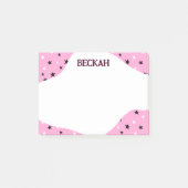 ピンクの黒クール星の名前の追加 ポストイット (正面)