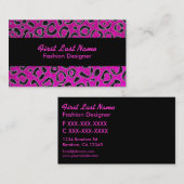 ピンクの黒グリッターヒョウの斑点カスタムカード 名刺 (正面/裏面)