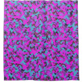 ピンクの黒マゼンタの迷彩迷彩柄パターン シャワーカーテン (正面)