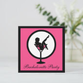 ピンクの黒マルティニガラスの女の子のバチェロレッテ招待状 招待状 (スタンド正面)