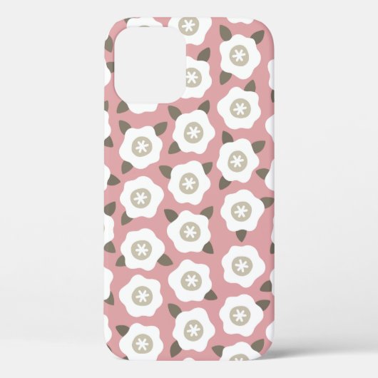 ピンクの黒人にかわいい花をつけたシームレスな模様 Case-Mate iPhoneケース (裏面)