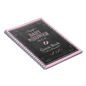 ピンクの黒板の足跡のベビーシャワーの来客名簿 ノートブック (右側)