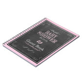 ピンクの黒板の足跡のベビーシャワーの来客名簿 ノートブック (左側)