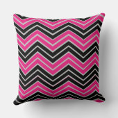 ピンクの黒波グラフィックパターン線 クッション (裏面)