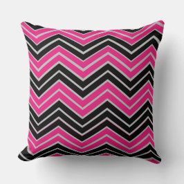 ピンクの黒波グラフィックパターン線 クッション
