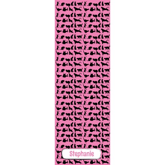 ピンクの黒猫のシルエットパターン ヨガマット