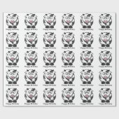 ピンクの鼻のハッピーバースデーのおもしろいな漫画牛 ラッピングペーパー (フラット)