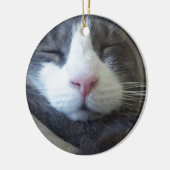 ピンクの鼻の睡眠の子猫 セラミックオーナメント (左)