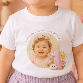 ピンクの1歳の誕生日ベビーシャツをカスタマイズ ベビーTシャツ