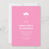 ピンクの1歳の誕生日 招待状 (裏面)