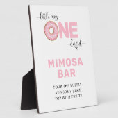 ピンクの1歳誕生日モモサバー フォトプラーク (側面)