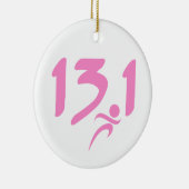 ピンクの13.1の半マラソン セラミックオーナメント (右)