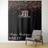 ピンクの16歳の誕生日写真撮影用背景 タペストリー (インサイチュ)