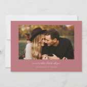 ピンクの2枚の写真の結婚式の予約をお願いします セーブザデート (裏面)